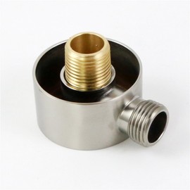 Weirun Bathroom Brass 1/2" NPT Shower Hose Connector Round Wall Union Supply Elbow Outlet Spout Wall Mounted,Brushed Nickel