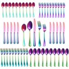 50 Pcs Rainbow Silverware Set for 10, Food Grade Stainless