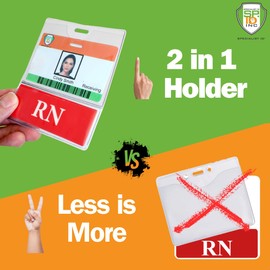 RN BadgeBottom Horizontal RN Badge Buddy & RN Badge Holder Combo - Heavy Duty 2 in 1 Badge Bottom I’D Nursing Accessories - Double Sided Clear Sleeve by Specialist ID