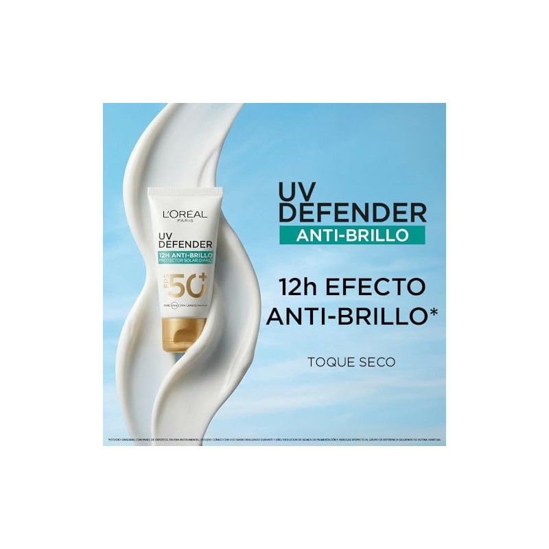L'Oréal Paris Protector Solar Diario Anti-Brillo FPS50+ UV Defender, 40ml