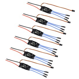 QWinOut 2-4S 30A RC Brushless ESC Simonk Firmware Electric Speed Controller with 5V 3A BEC with 3.5mm Female Banana Bullet for 2 to 4s Lipo Battery, DIY Multicopter Quadcopter (30A, 6 pcs)