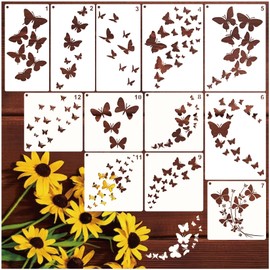 Large Butterfly Stencils for Painting A4 Butterfly Stencil Paint Stencils for Painting on Wood Burning Art Craft Canvas Furniture Wall (12 Butterfly)