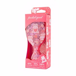 Bmeigo Kids Hair Brush, Detangle Hairbrush Cute Cartoon Pattern Glitter Transparent Handle Massage Gentle Detangling for Thick Curly Straight Hair, Girl Daily & Women Travel Use (Pink)