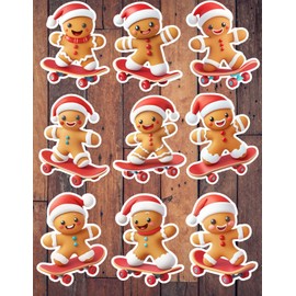 Handmade Skateboarding Gingerbread Die Cut Stickers Set Scrapbooking Laptop Water Bottle