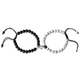XIANNVXI Matching Bracelets for Couples Crystal Bracelets His and Her Bracelets Forever Relationship Beads Beaded White Turquoise Stone Jewelry Gifts for Lover Boyfriend Girlfriend