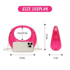 Fecialy Acrylic Evening Clutch Purse Women Moon Shape Bag Transparent Evening Bag Unique Top-handle Handbag