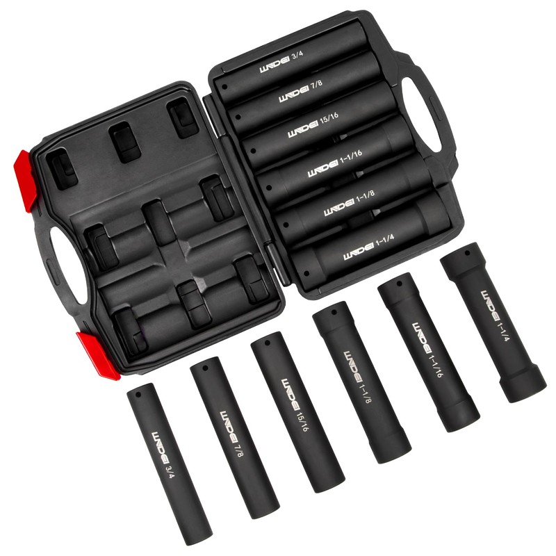 LLNDEI 1/2 Inch Drive Extended Length Impact Socket Set， 6PCS