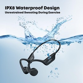 Langsdom BE17 Bone Conduction Headphones, Open-Ear, IPX8 Waterproof, 10 Hours Playtime, Bluetooth 5.4, 32GB Built-in Memory, Lightweight and Comfortable for Sports & Running