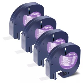 USUPERINK 4PK Compatible Dymo LetraTag Refill 16952 12mm Clear Plastic Label Tape LT-100H