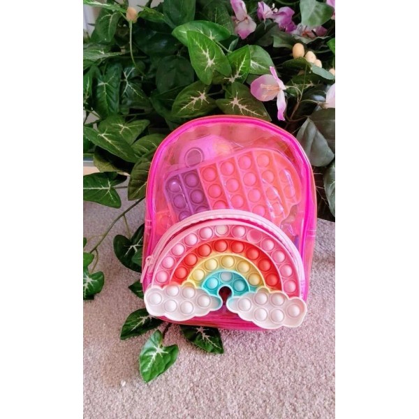 30PCS Fidget Pop Toys W backpack for Girls, RAINBOW CLOUD