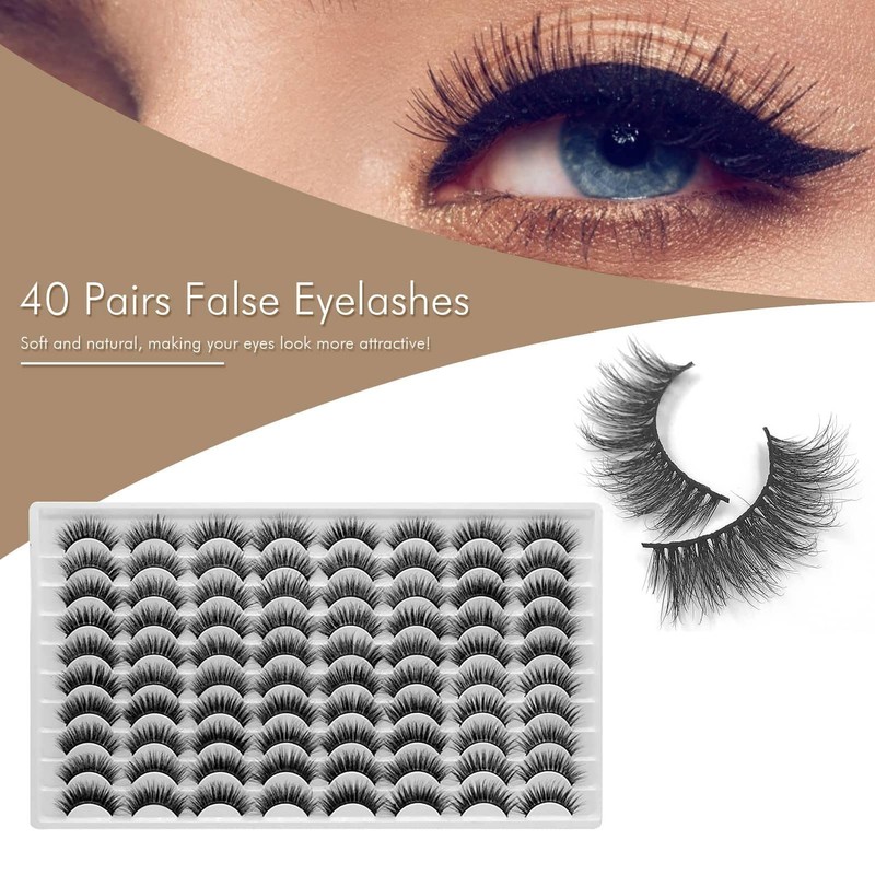 False Eyelashes | Mink Hair False Eyelashes Wispy Cross Length