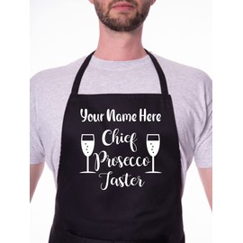 Print4U Customise This Apron Chief Prosecco Taster Any Name Here BBQ Cooking Pink
