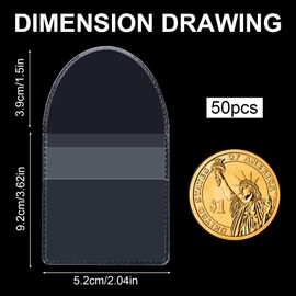 Quilax 50Pcs Coin Sleeves, PVC Waterproof Soft Coin Holder for Collectors, Individual Clear Protectors for Coins Collection Supplies Jewelry and Small Items Storage (Square)