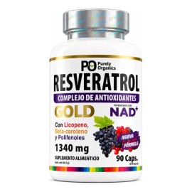 Resveratrol Gold Nad Suplemento Antioxidante Transresveratrol Complejo Antioxidantes Polifenoles Betacaroteno Licopeno Vitamina 100 Vegano Purely