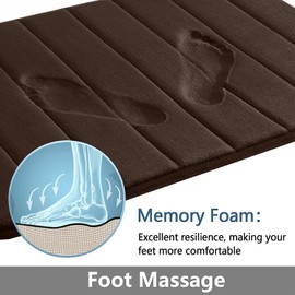 smiry Memory Foam Bath Mat, 60 x 90 cm, Extra Soft Non-Slip Bathroom Mat, Super Absorbent Bath Mats for Bathroom Floor, Machine-Washable Dry Bath Rug Foot Mat, Brown