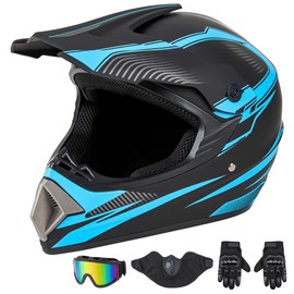 CARTMAN Adult Dirt Bike Helmets Motocross ATV Dirtbike Offroad Full Face Motorcycle Helmet, DOT Approved Matte Black and Blue, Adult-S