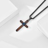 YAFEINI Black Cross Necklace Sterling Silver Cross Necklace Wood Grain