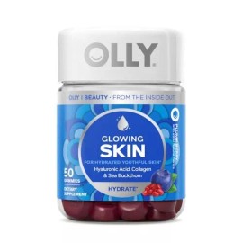OLLY Glowing Skin Gummies 50 Count with Hyaluronic Acid Collagen Sea Buckthorn