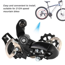 Light Motion Control and Oversized Pulleys Rear Derailleur 6, 7, 8 Speed for 21/24 Speed Mountain Bikes