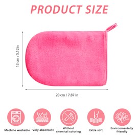 PHOGARY 6 Pack Flannel Face Wash Mitten, Reusable Makeup Remover Mitt Gloves, Soft Flannel Facial Cleansing Mitts Body Bath Spa Cloth, European Style Body Wash Cloth Mittens, 6×8 Inch, Red Rose