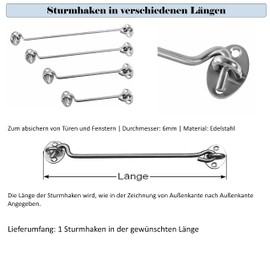 Onpira Stainless Steel Storm Hook, Door Hook, Door Hook, Window Lock (Length: 42 cm)
