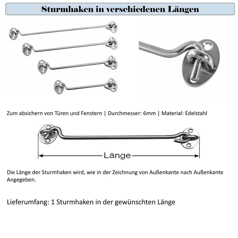 Onpira Stainless Steel Storm Hook, Door Hook, Door Hook, Window