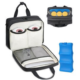 Mancro Breastmilk Cooler Bag for Travel Fits Baby Bottles Up to 9Oz, Breast Pump Bag with Cooler Compatible with Momcozy/Medela/Elvie/Willow Breast Pump and Waterproof Mat, Black