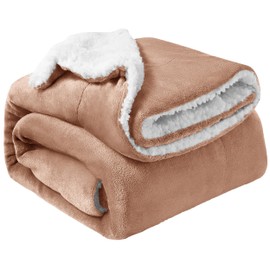 Oxford Homeware Sherpa Fleece Blanket Reversible Throw Blankets Soft Fluffy Thick Blankets Microfiber Plush Blanket for Bed, Couch (Camel, Single (130 x 150 Cm))