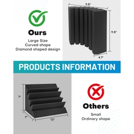 8 Pack - Bass Traps Acoustic Foam Corner, 9.8x9.8 * 4.7'' Black Bass Traps Corner Studio Foam, High Density and Fire-Proof Bass Traps Acoustic Panels Recording Studio Acoustical Treatments