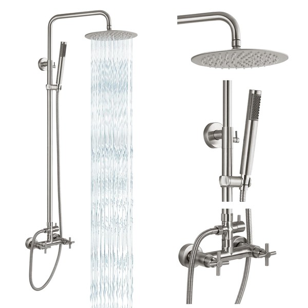 gotonovo Outdoor Shower Faucet SUS304 Shower Fixture System Combo Set