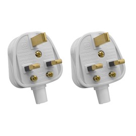 Toptekits (2 Pack) DIY Rewireable 3-Pins UK Plug 13A 250V Male Socket Electrical Wire Connect AC Power Adapter Detachable,DIY 3-pin UK Removable Power Wiring Plug (White 2-Pack)