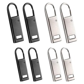 Zipper Pull Tab Replacement Metal Zipper Handle Mend Fixer for Shoes Luggage Suitcases Bag Jacket - 8 PCS (Black Silver)