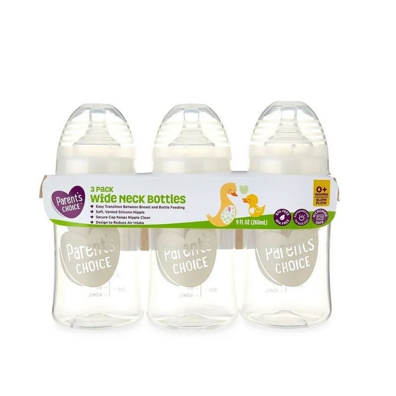 Parent's Choice Wide Neck Bottles, 3 Pack, 9 fl oz