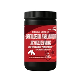 Multivitamínico para Hombre con L-Carnitina, Creatina, Magnesio, Zinc, Potasio y Vitaminas A, B, C, D3 y E | 230 Cápsulas de 600 mg | Suplemento Alimenticio | IsaaQuim