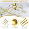 100Pack Gold Pre Rolled Plastic Silverware - Wrapped Gold Plastic