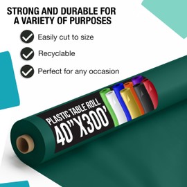 Exquisite Dark Green Plastic Table Cover Roll 40" X 300' Table Cloth Plastic Cover Roll - Premium Quality Banquet Rolls - Disposable Tablecloth Rolls - Table Cloth Rectangle Table Rolls