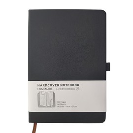 MerryNine A5 Lined Journal Notebook, 200 Pages, Medium 8.3x5.5 inches, 100 gsm Thick Paper, Classic Hardcover Notebook for School Home Office, for Journaling Writing, Work, Note, Journals (Black)