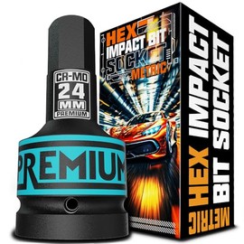 Aiourx 1" Drive Hex Bit Metric Socket H24 (24 mm), Cr-Mo Steel, Allen Bit Socket, for Installing, Dismantling Nuts