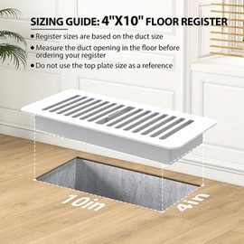 Floor Vent Covers, Plastic Floor Register 4x10, for Home Floor Sidewall Office or Ceiling Vent, Vent Covers for Home Floor 8 Pcs, White