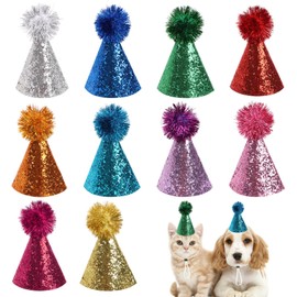 NAFJYR 50 Pcs Mini Party Hats, Little Party Hats with Pom Poms for Stuffed Animals Figures