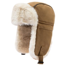 Clakllie PL2404-KHaki Winter Hat with Ear Flaps Faux Fur Trapper Hat Bomber Hat Aviator Hat Fur Hat Warm Hunting Hat Russian Trooper Skiing Hat Aviator Ushanka Eskimo Bomber Hat