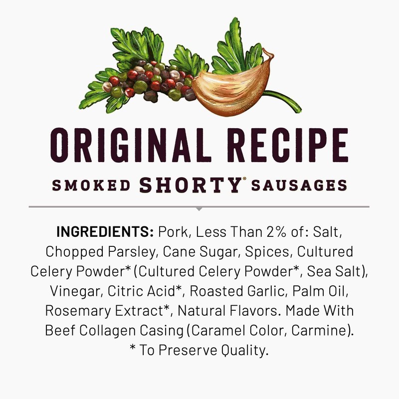 Duke's Pork Original Smoked Shorty Sausages, 7g Protein Per Serving,