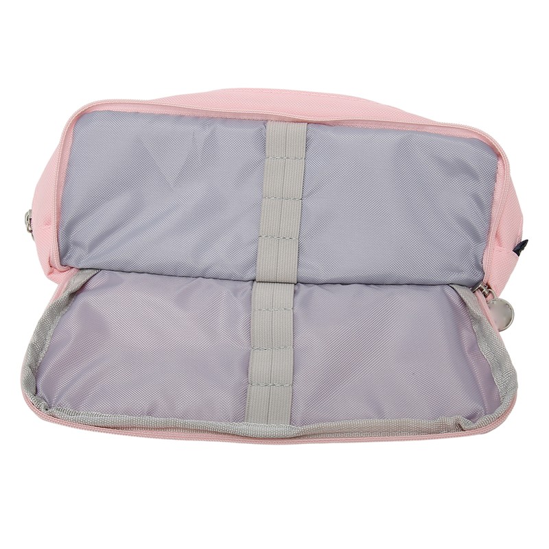 Pen Pencil Case 3 Compartments Canvas Portable Large Capacity Pencil