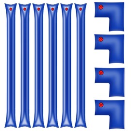 VioraWhite 10 Pack Pool Cover Water Tubes with Corner Weights, 10 ft Thickened Water Bags Heavy Duty Leakproof PVC 0.4 mm Tarp Weights for Closing Winter Inground Swimming Pool Winterizing, Blue