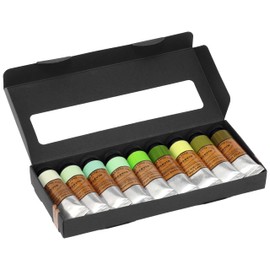 Charvin Extra Fine Professional Artist Oil Paint Set of 9 Shades of Green - 20ml - Triple-Milled for Smoothness, Rich Texture, Poppy Oil-Based, Light-Fast, Handmade Oil Color Paints for Professionals