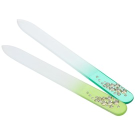 LALAFINA 2pcs Colorful Glass Nail Files Delicate Nail Buffer for Home Fingernail Care Supplies for Manicuring Art for Natural False Random Style