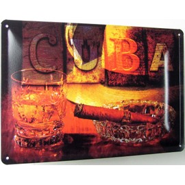 Tin Sign 20 x 30 cm Curved Cuba Cuba Havana Rum Cigars Havanas Decorative Sign