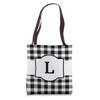 Black and White Buffalo Plaid Monogram Letter L Initial Gift