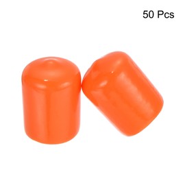 uxcell 50pcs Rubber End Caps 16mm(5/8 inch) ID Vinyl Round Tube Bolt Cap Cover Screw Thread Protectors Orange
