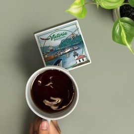 Victoria, British Columbia, Montage (Absorbent Ceramic Coaster, Single, Cork Back, Kitchen Table Decor)